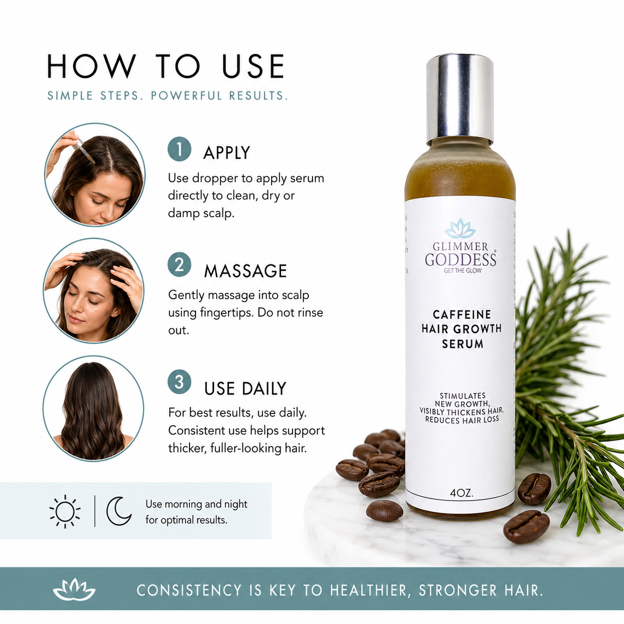 Organic Caffeine + Protein Hair Growth Serum