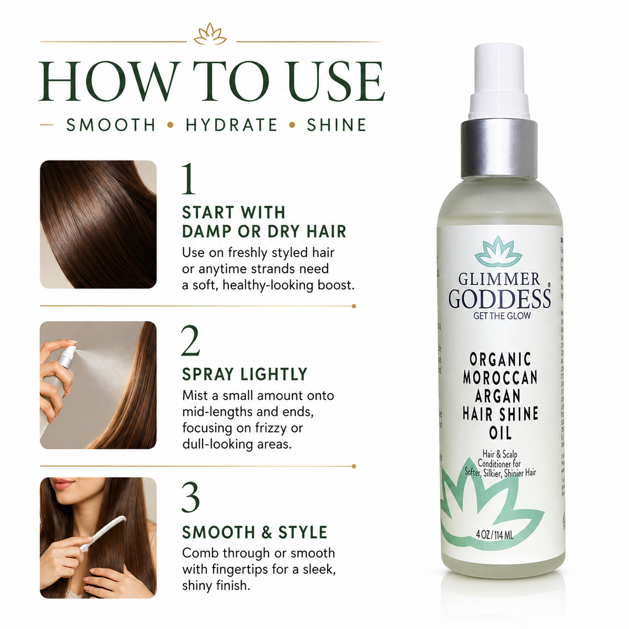 Organic Hair Shine Spray | Moroccan Argan Oil