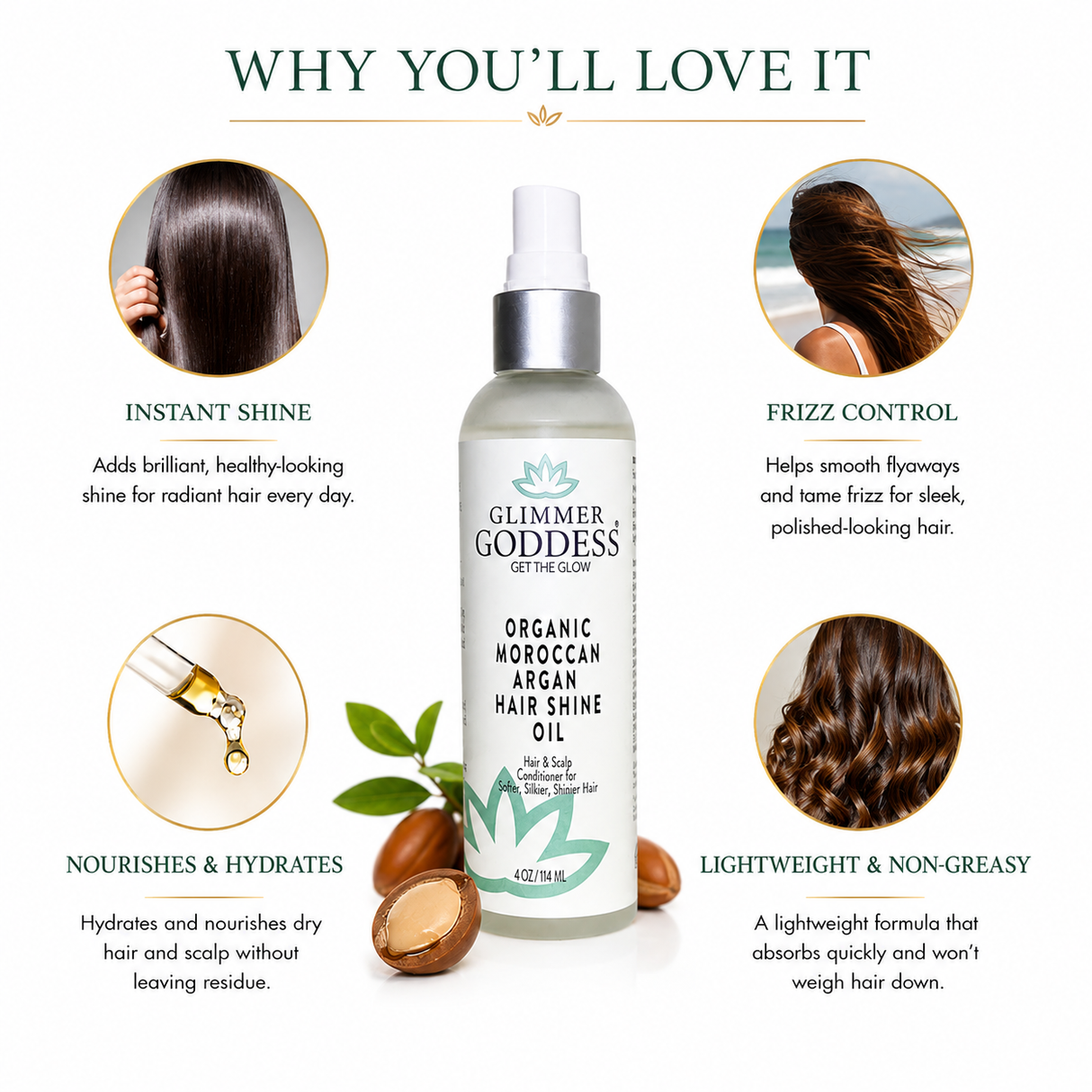 Organic Hair Shine Spray | Moroccan Argan Oil