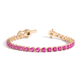 Lab Grown Pink Sapphire Heart Tennis Bracelet