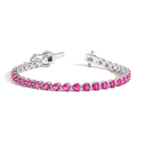 Lab Grown Pink Sapphire Heart Tennis Bracelet