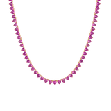 Lab Grown Pink Sapphire Heart Tennis Necklace