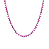 Lab Grown Pink Sapphire Heart Tennis Necklace