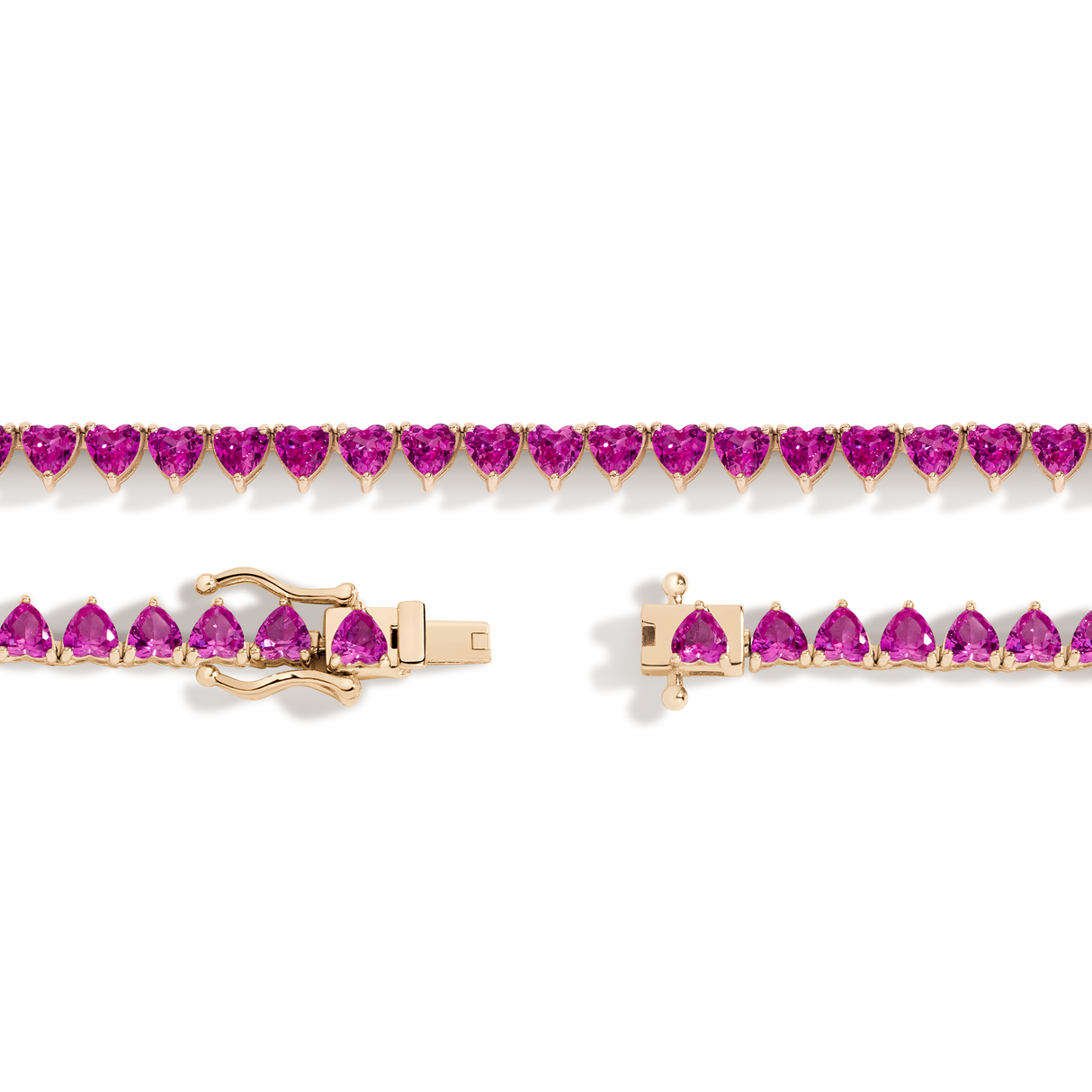 Lab Grown Pink Sapphire Heart Tennis Necklace