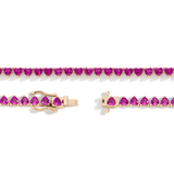 Lab Grown Pink Sapphire Heart Tennis Necklace