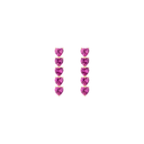 Lab Grown Pink Sapphire Heart Tennis Earrings