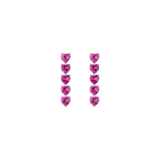 Lab Grown Pink Sapphire Heart Tennis Earrings