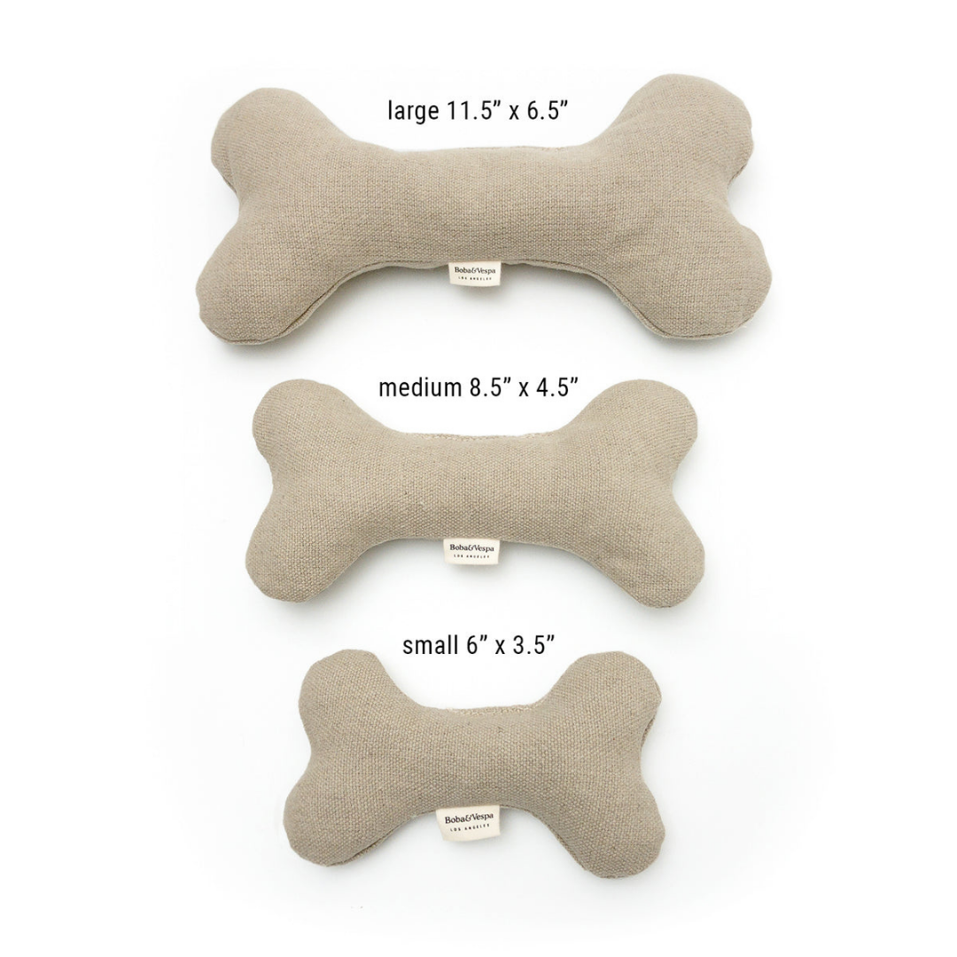 Boba & Vespa Plush Hemp Dog Bone Toy for Gentle Chewers | Soft & Squeaker Free
