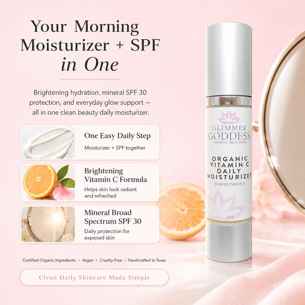 Organic Vitamin C Face Cream Reef-Safe SPF 30 - Brightens and Tightens Skin