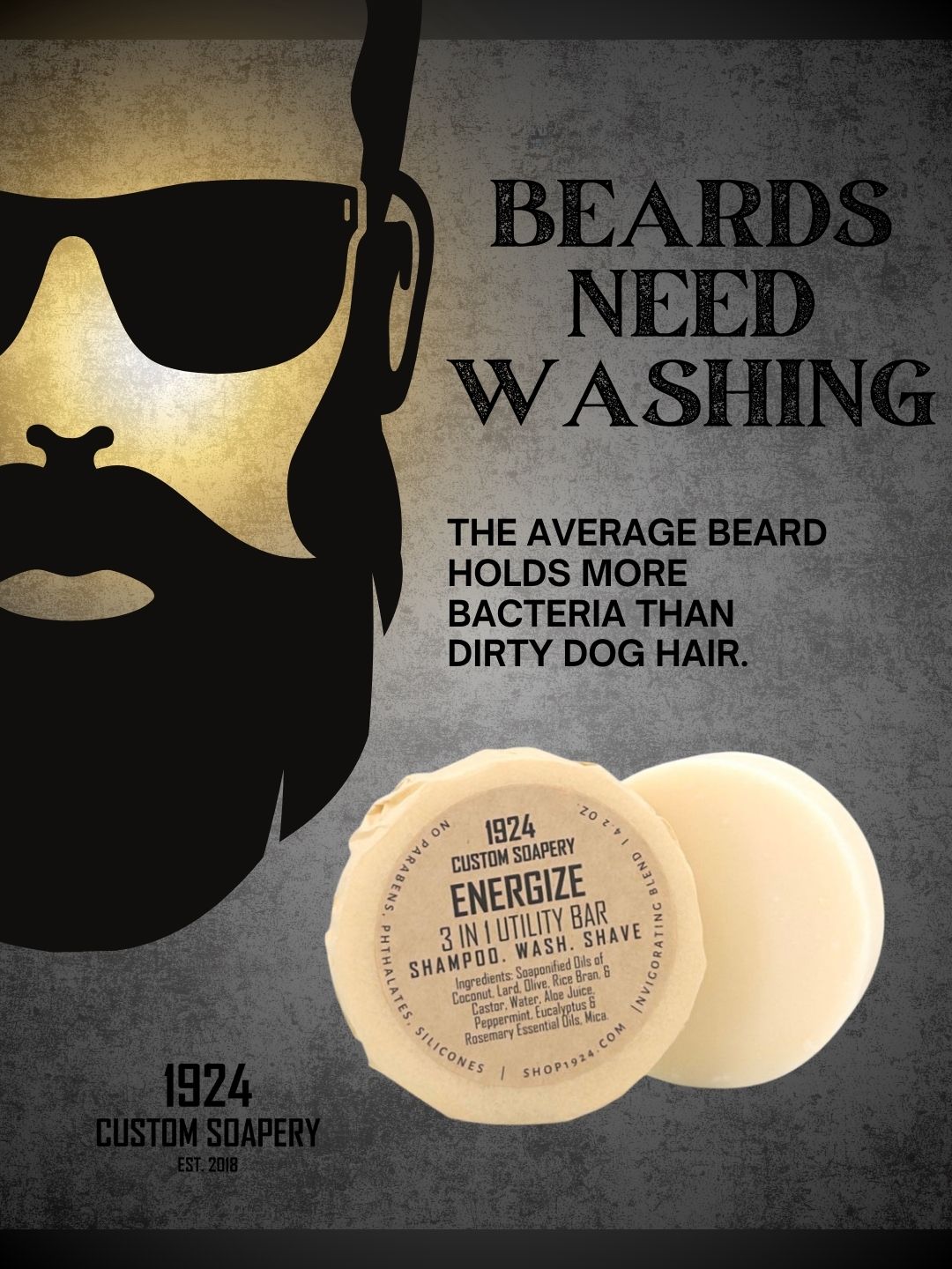 Energize 3-in-1 Utility Bar: Shampoo.  Wash. Shave.