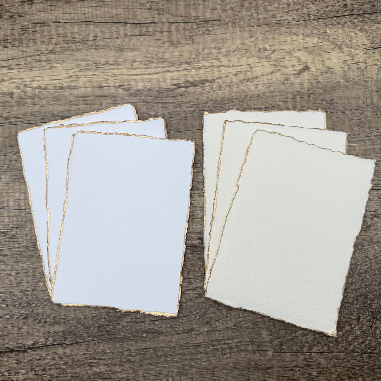 Ivory Gold Trim Handmade Cotton Paper (Set of 10)