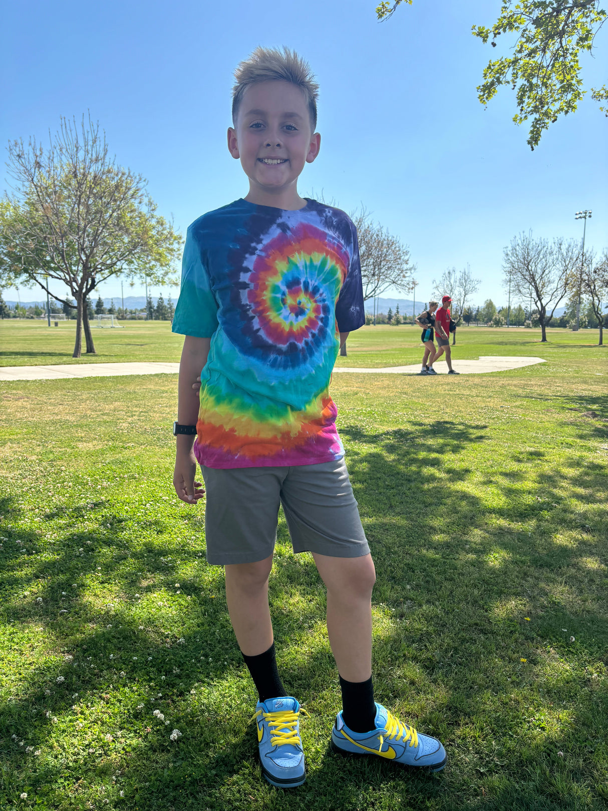 Boys Tie-Dye Soft Organic Cotton Jersey Short Sleeve Crew Tee  | Rainbow Spiral