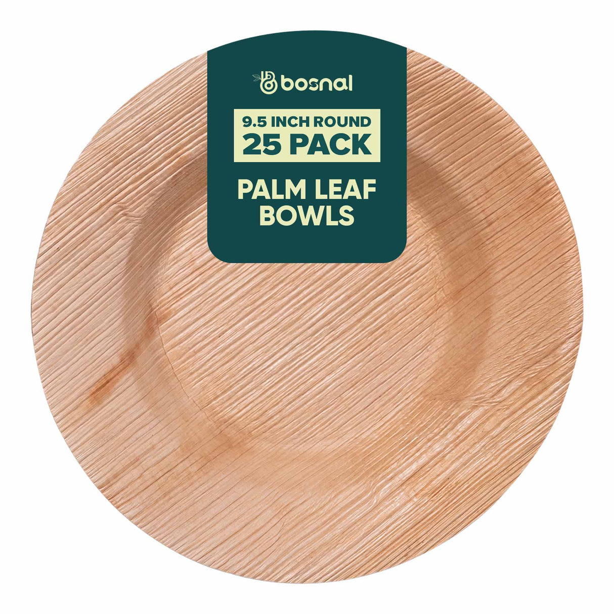 Bosnal - Palm Leaf Biodegradable Bowls, 9.5 inch Round Soup Bowl