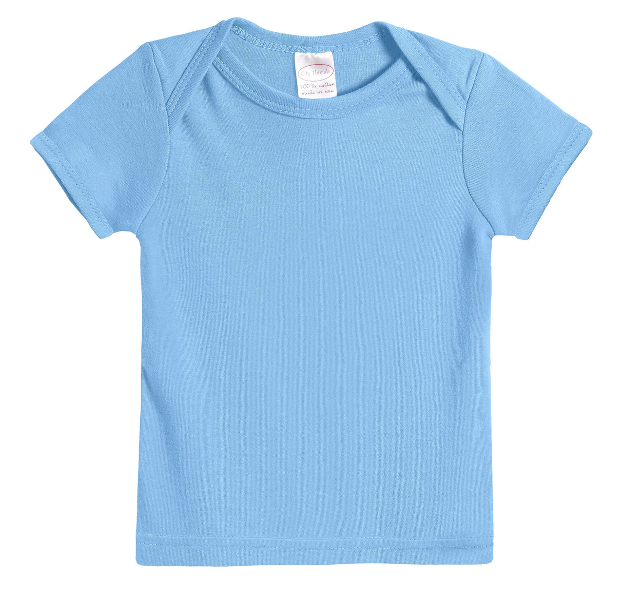 Super-Soft Organic Cotton Baby Rib Short Sleeve Lap Tee| Bright Light Blue