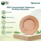 Bosnal - Palm Leaf Biodegradable Bowls, 9.5 inch Round Soup Bowl