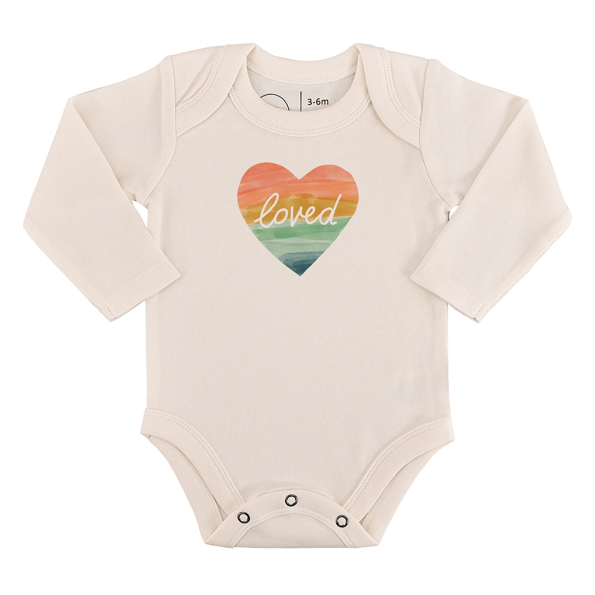 long sleeve graphic bodysuit | loved rainbow heart