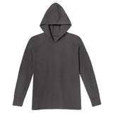 Men's Soft 100% Cotton Medium-Weight Long Sleeve Hooded Tee With Cuffs | Charcoal