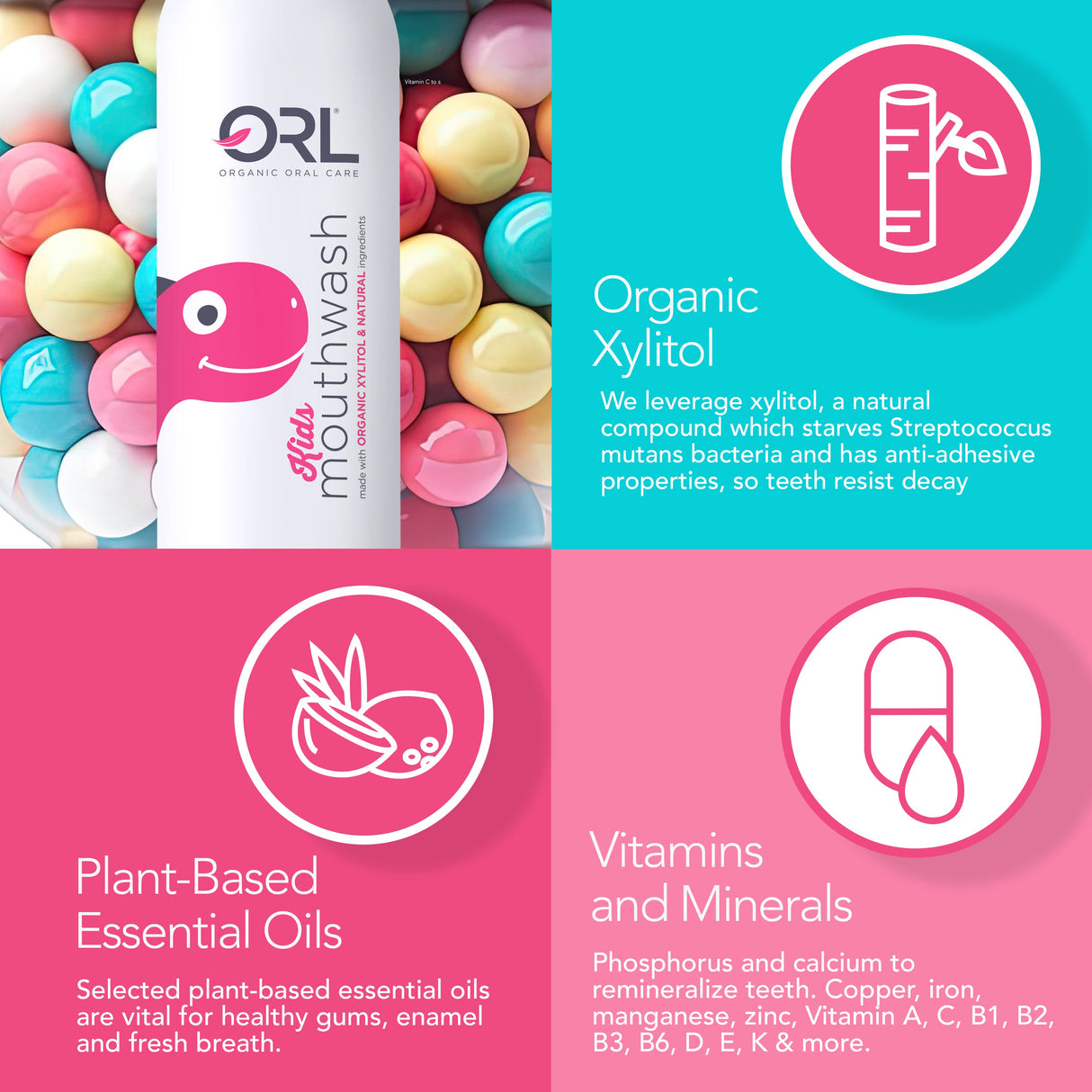 Kids Mouthwash made with Organic Xylitol & Natural Ingredients