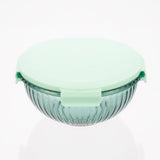 Borosilicate Glass Mixing Bowl Set- Diamond Blue (W/ Handle)