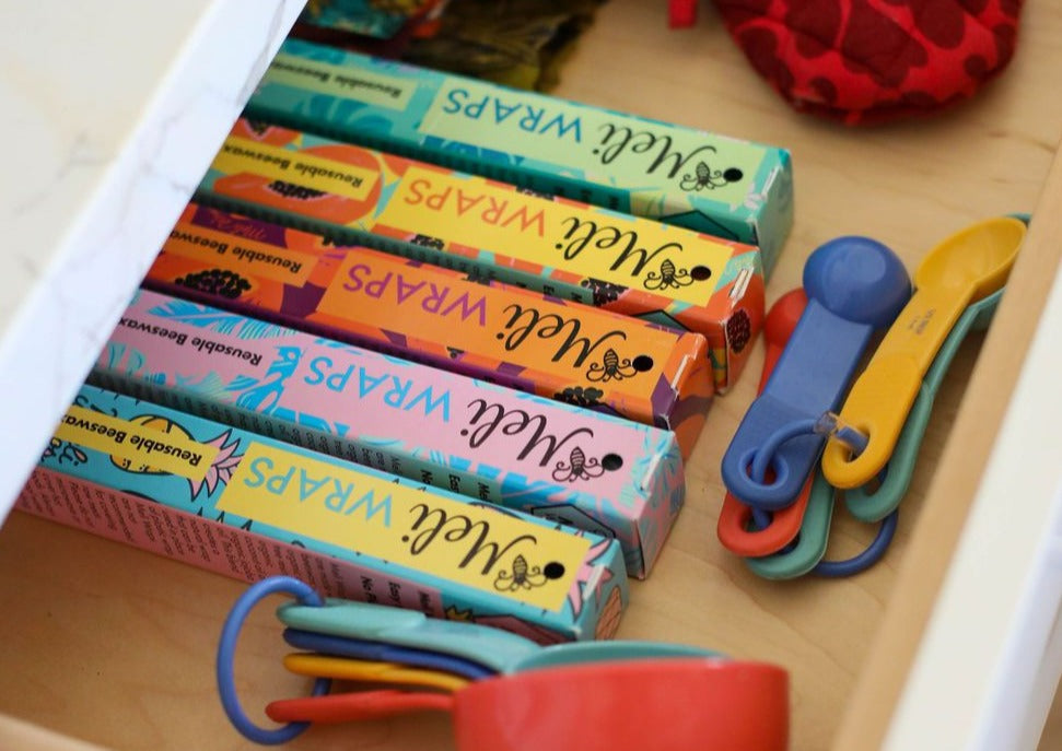 Beeswax Wrap Bulk Roll - Purple Papaya Print