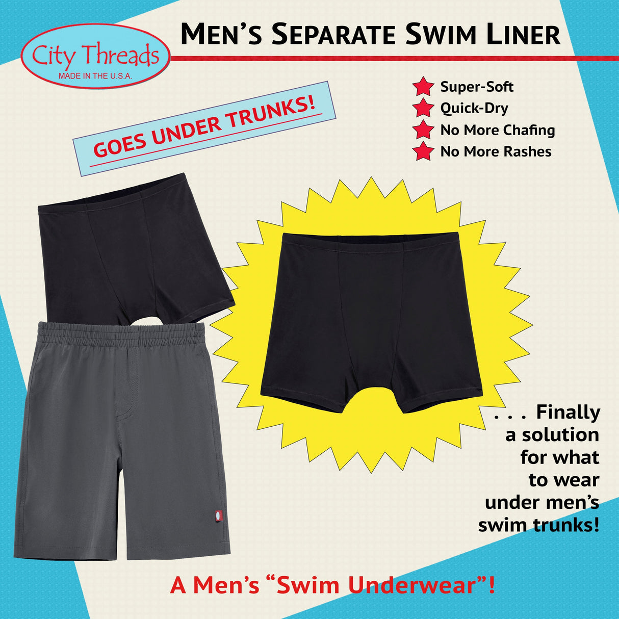 Men's Separate Quick-Dry Swim Liner for Under Men's Trunks