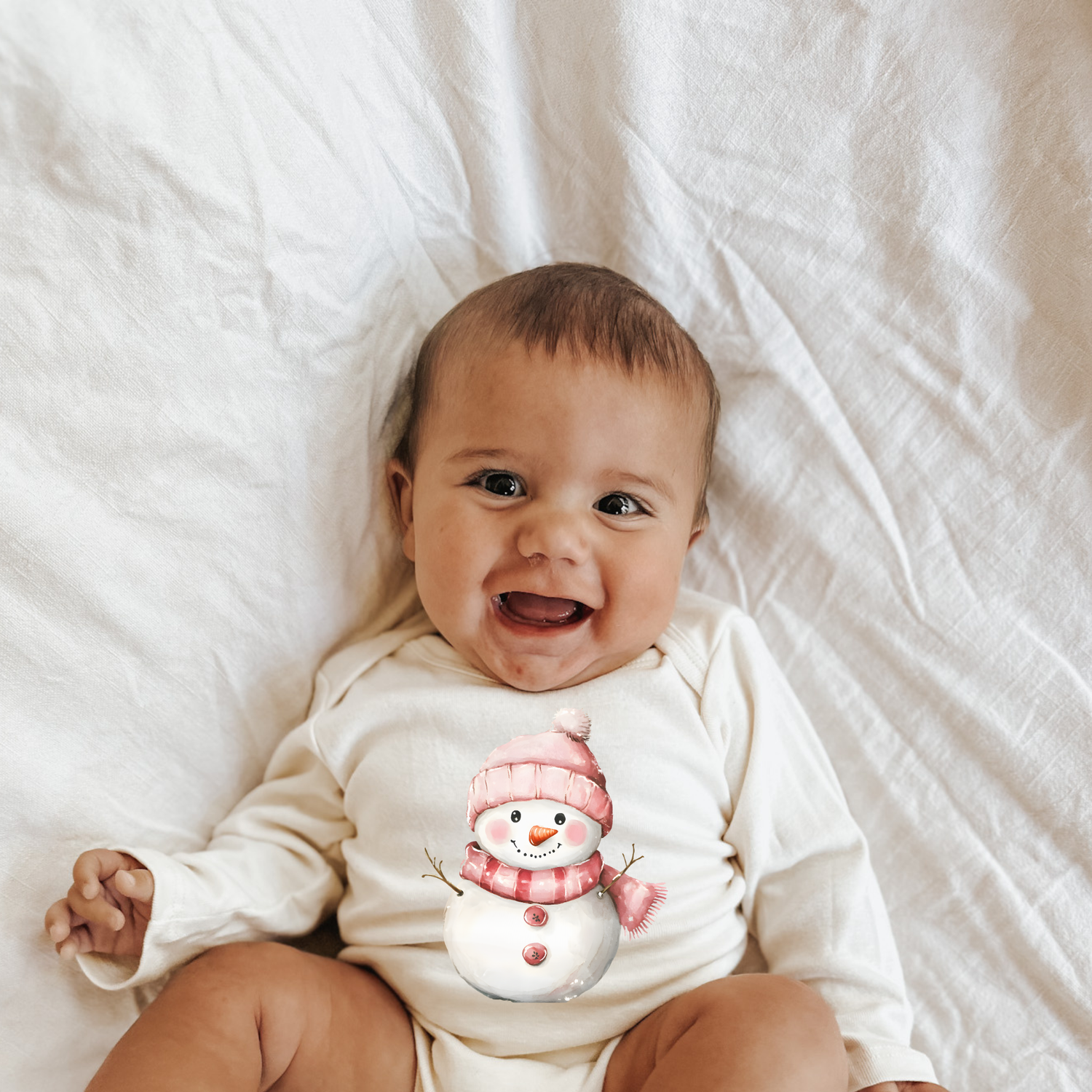Snowman Organic Baby Bodysuit Long Sleeve