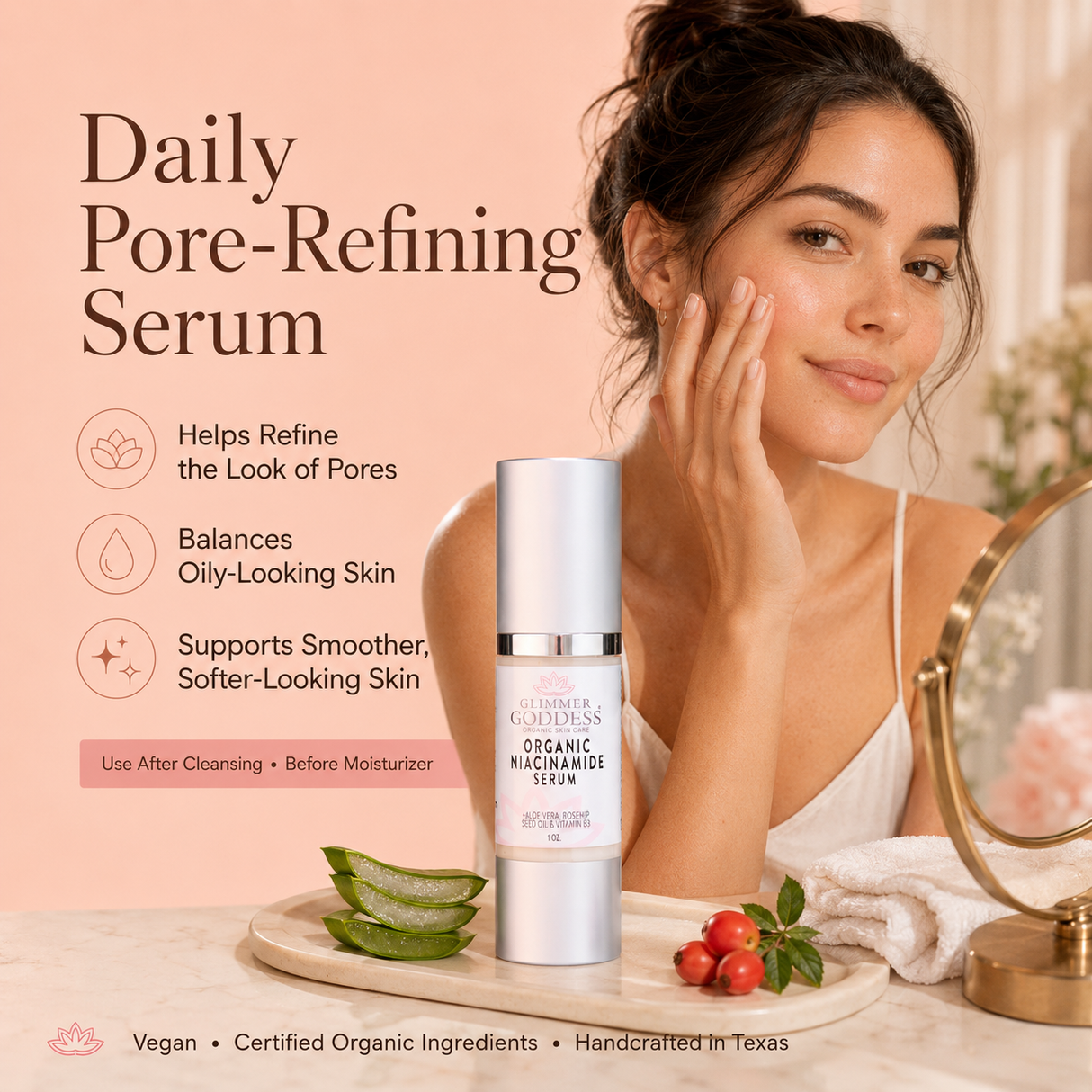 Organic Niacinamide Anti-Aging Serum - Tightens Pores, Reduces Wrinkles