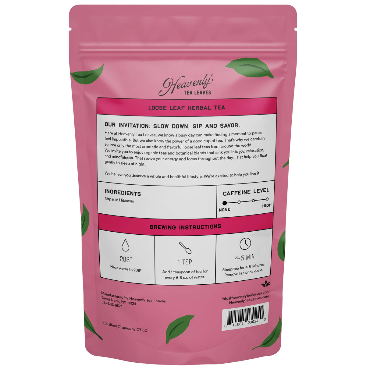 Organic Hibiscus, Bulk Loose Leaf Herbal Tea, 16 Oz.