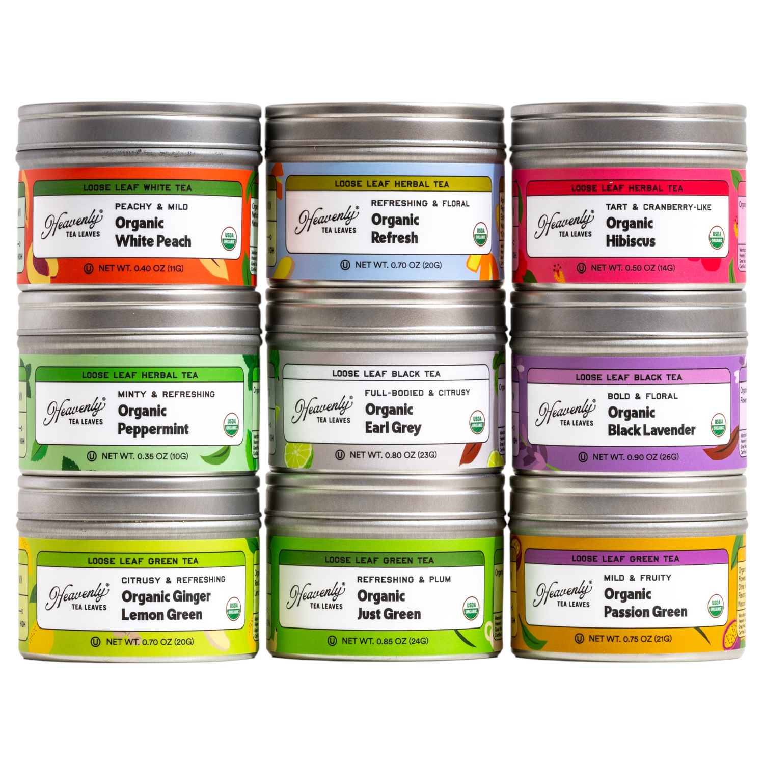 Organic Assorted 9 Loose Leaf Tea Sampler Gift Box