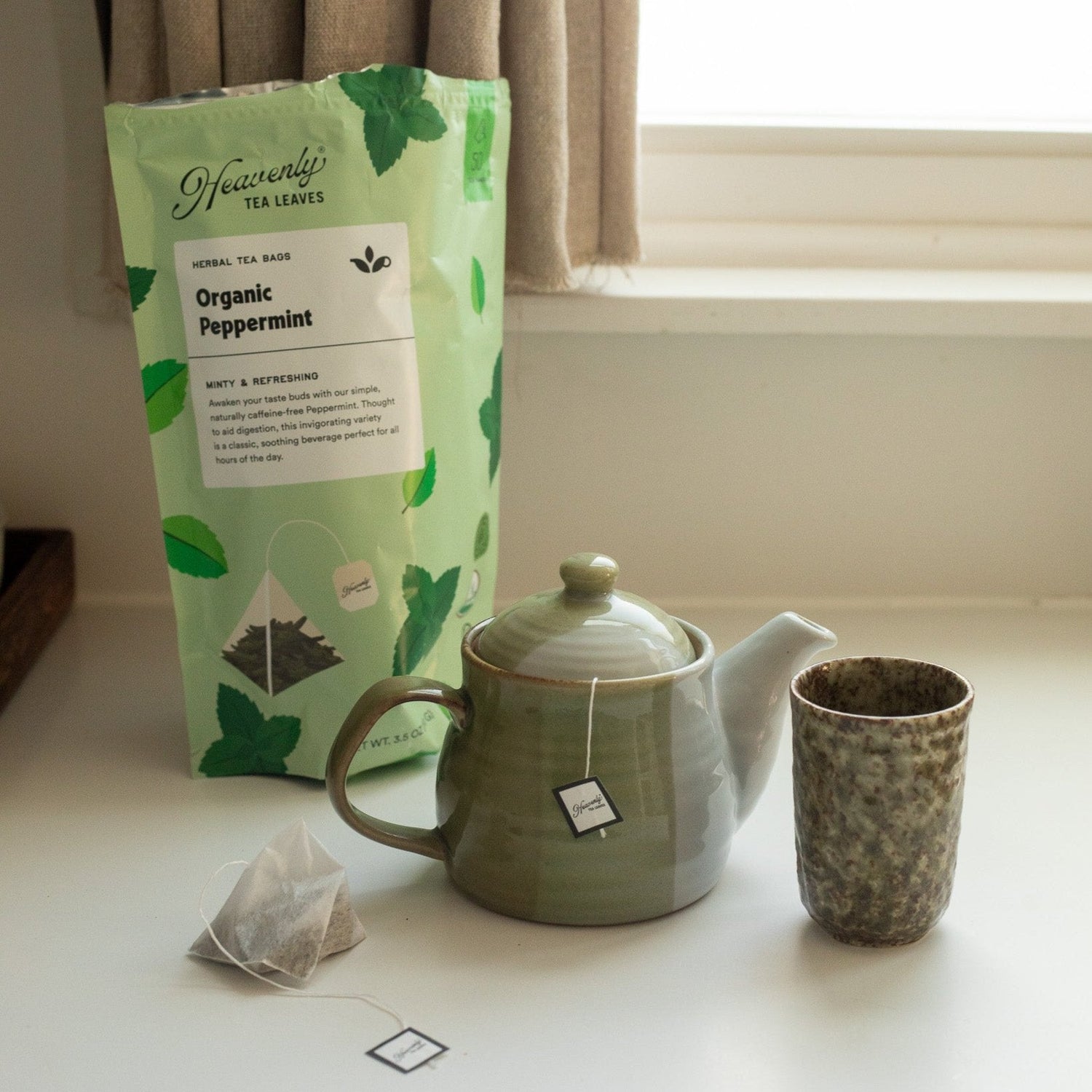 Organic Peppermint - Compostable Pyramid Herbal Tea Bags, 50 Count