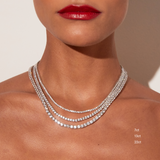 Lab Grown White Sapphire Tennis Necklace - 22ct