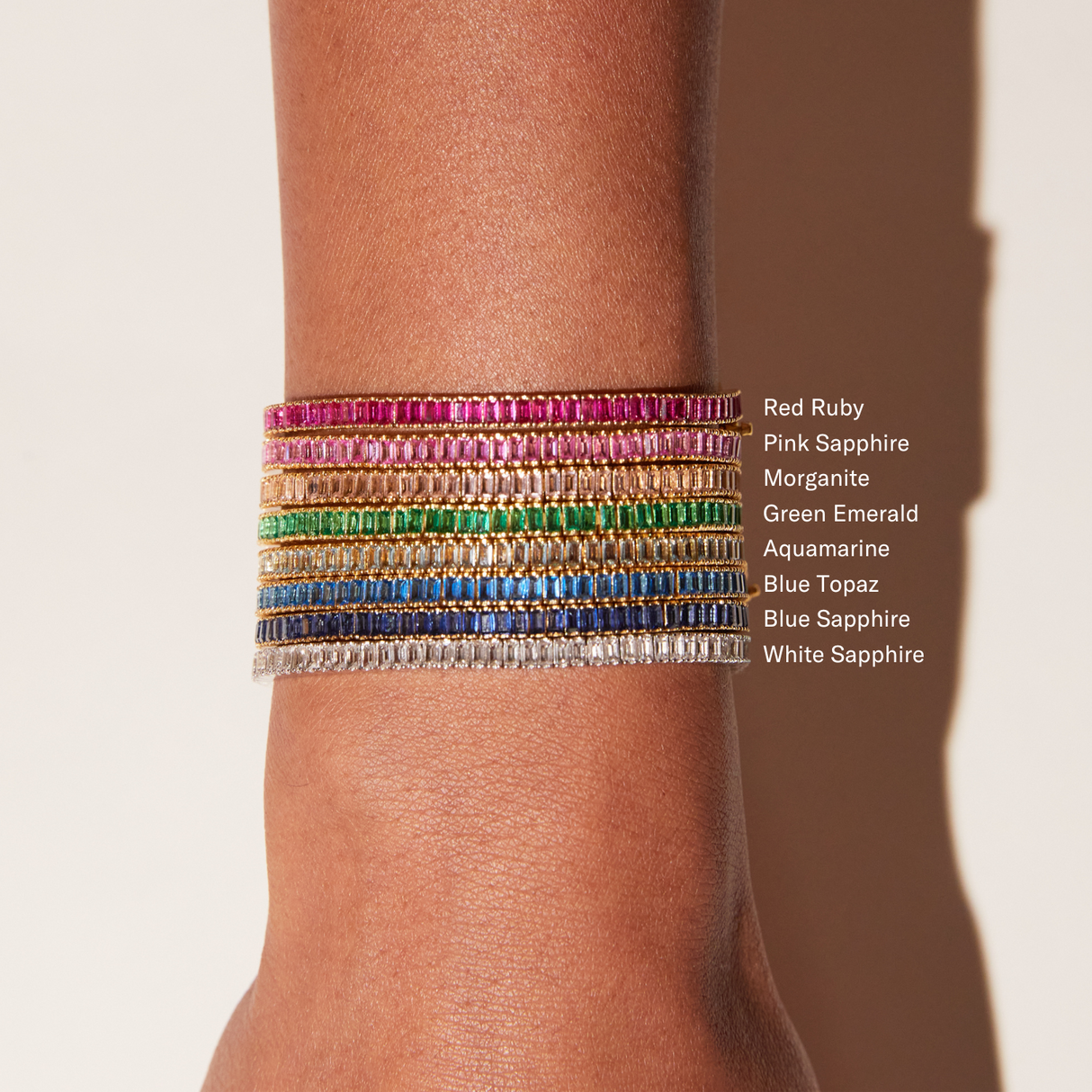 Lab Grown Blue Sapphire Baguette Tennis Bracelet