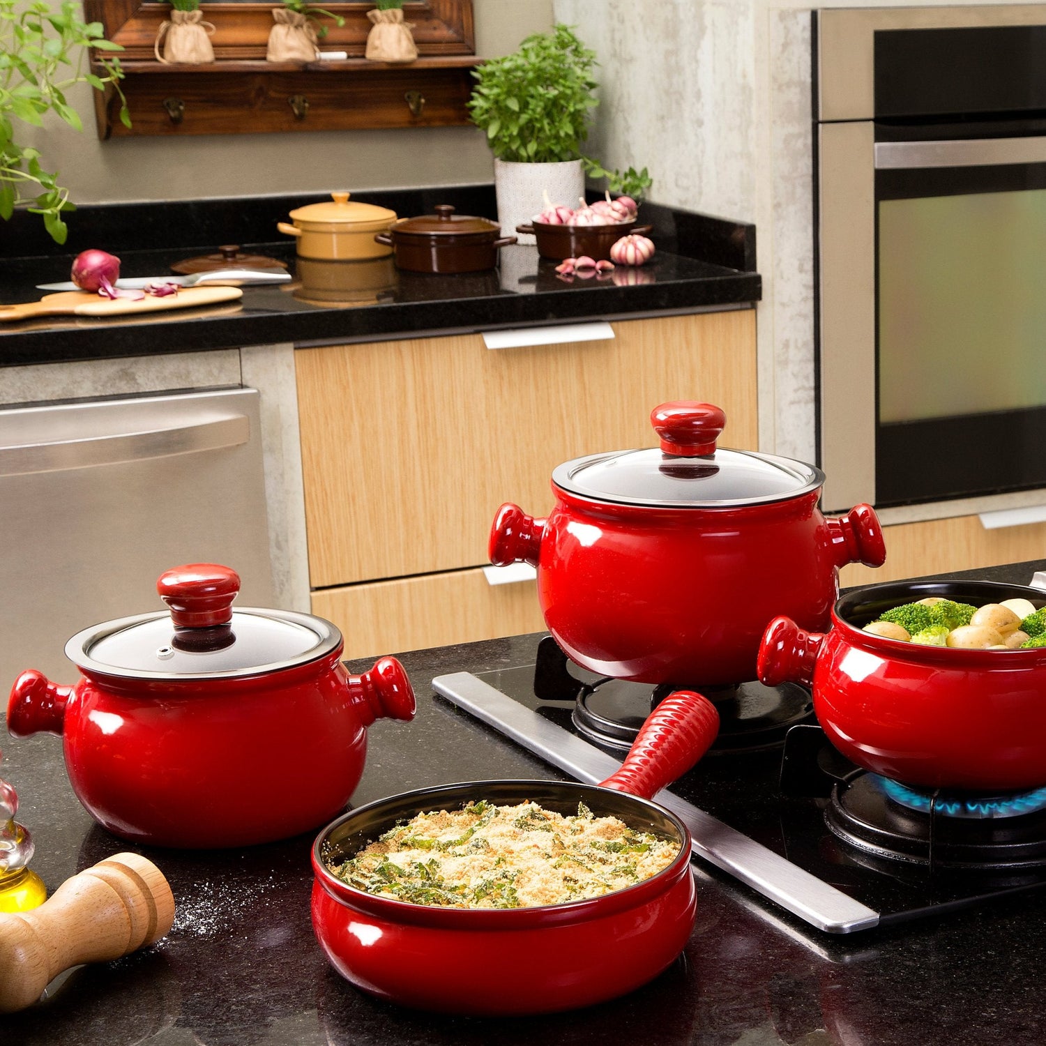 Premiere 9 Piece Ceramic Cookware Set - Glass Lid