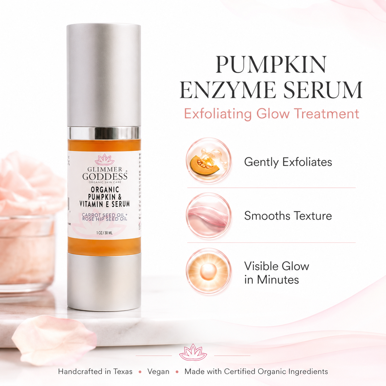 Organic Pumpkin Serum with Collagen Boosting Vitamin E Instant Glow Treatment