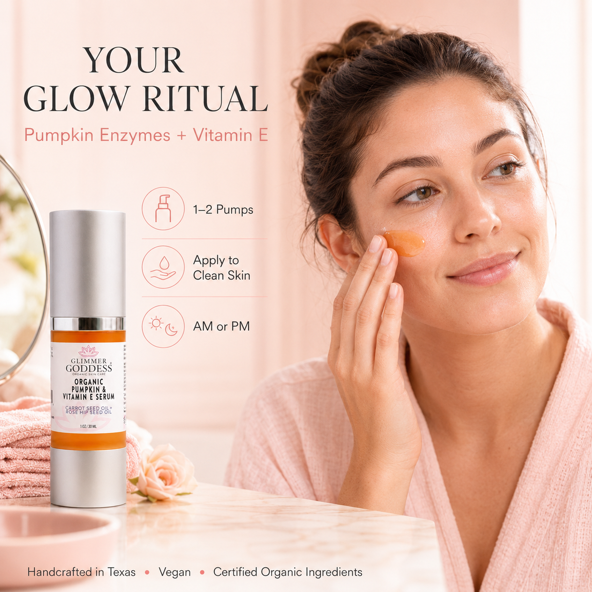 Organic Pumpkin Serum with Collagen Boosting Vitamin E Instant Glow Treatment