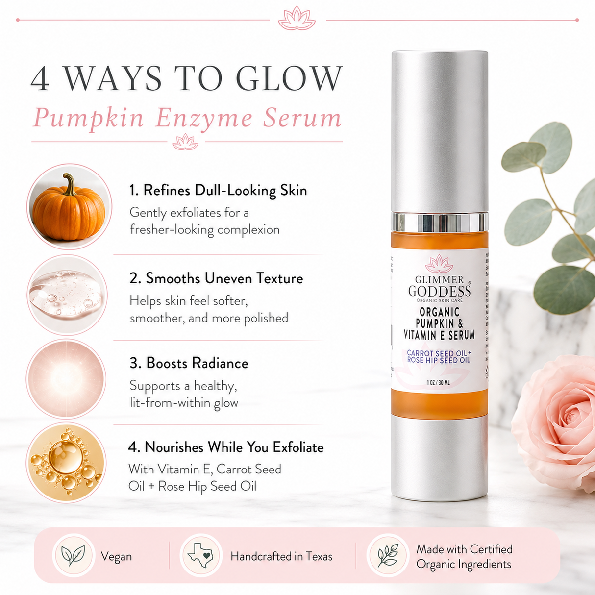 Organic Pumpkin Serum with Collagen Boosting Vitamin E Instant Glow Treatment