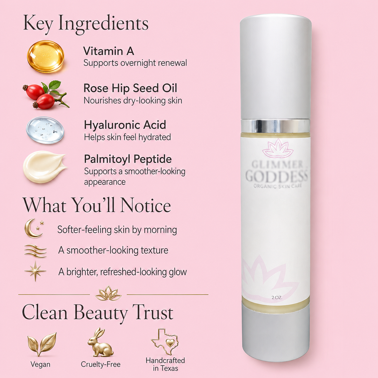 Organic Vitamin A Microcaps Night Cream – Skin Brightener & Age-Defying Formula