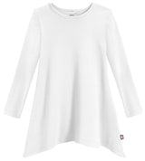 Girls Soft Cotton Jersey Long Sleeve Shark Bite Tunic | White