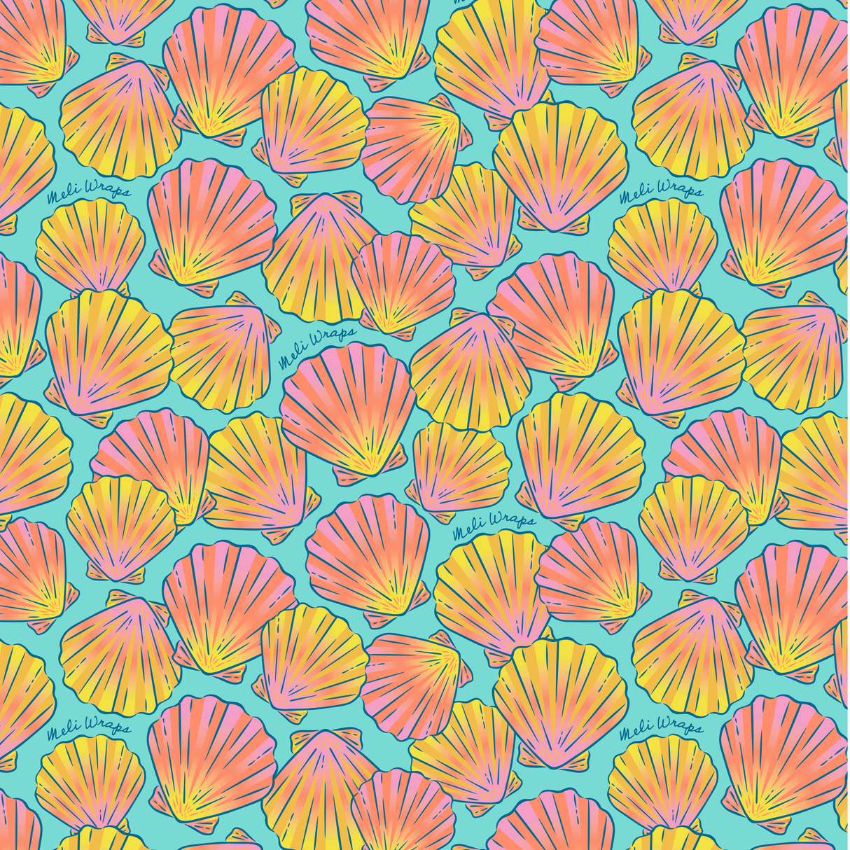 Beeswax Wrap Bulk Roll - Shells Print