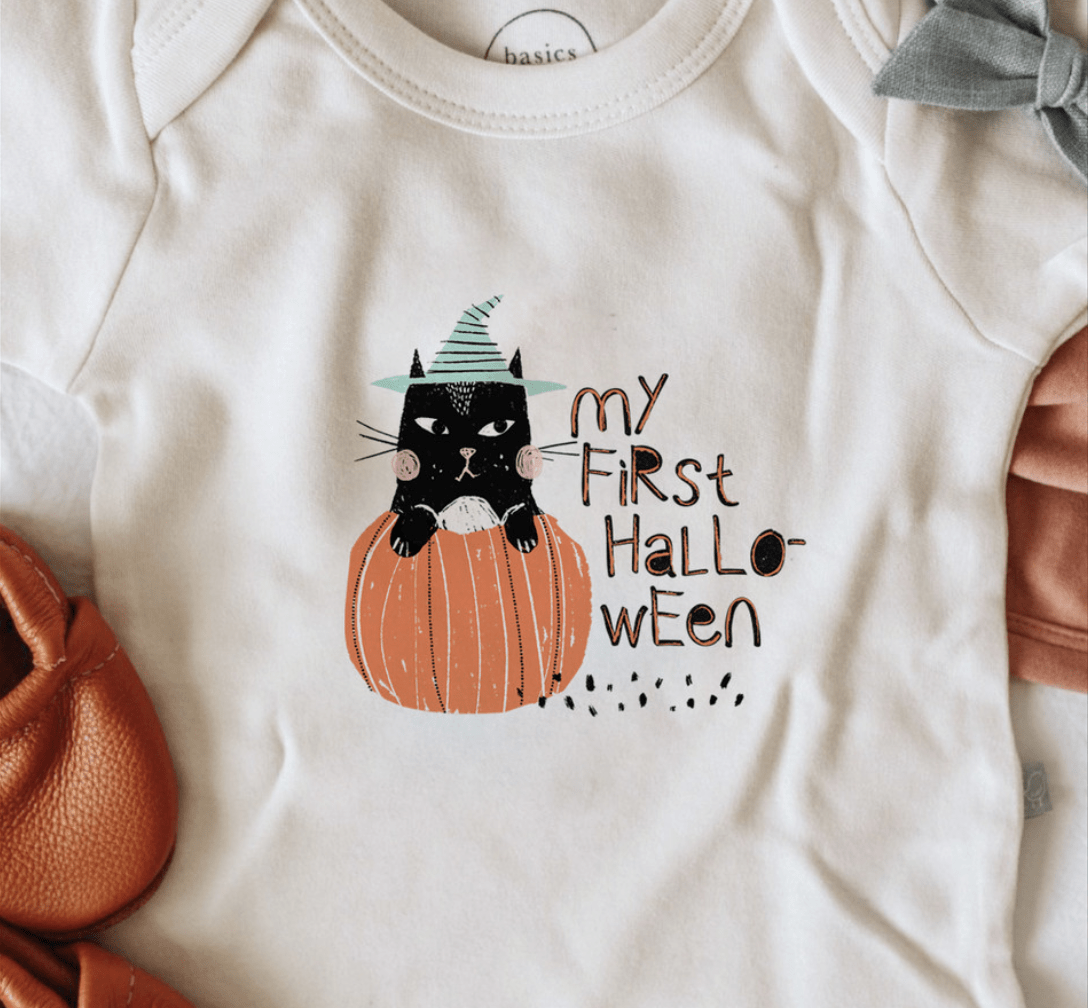 graphic bodysuit | my first halloween cat