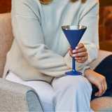 Stainless Steel Stemmed Martini Glass , Blue