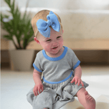 short sleeve twirl dress | periwinkle colorblock