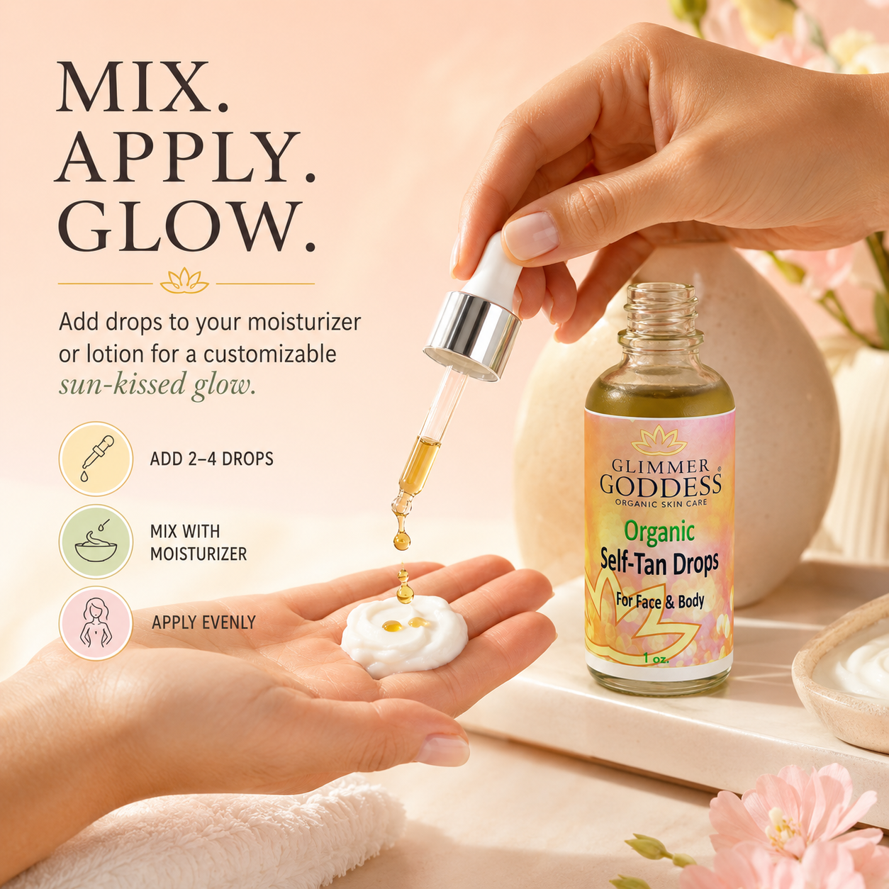 Organic Self Tan Drops for Face & Body 1 oz.