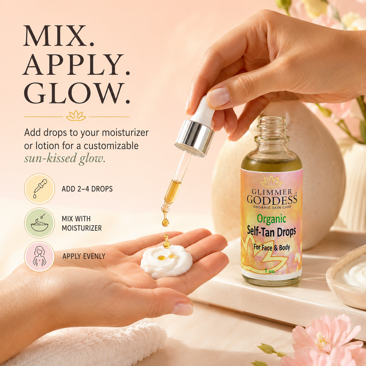 Organic Self Tan Drops for Face & Body 1 oz.