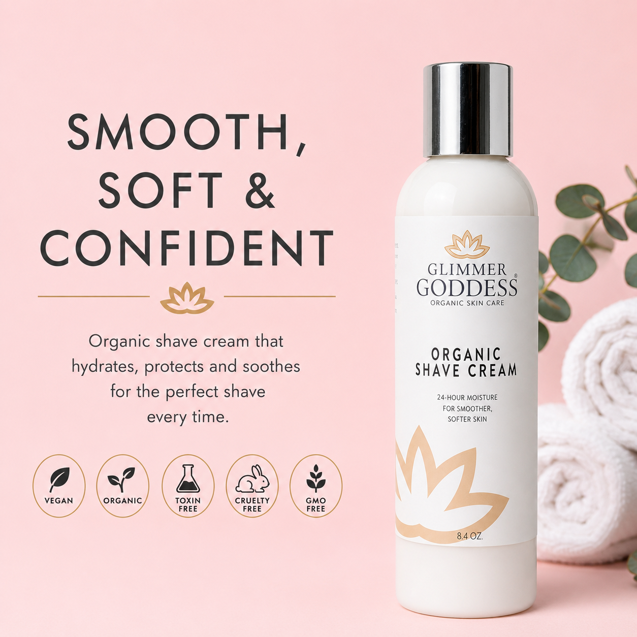 Glimmer Goddess’ Best Organic Shave Cream with Aloe, Coconut Oil, & Shea Butter