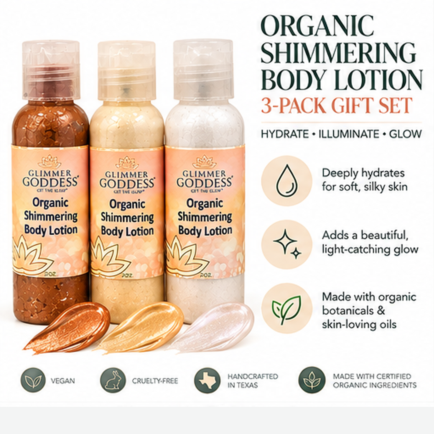 Organic Shimmer Body Lotion Travel Size Gift Set