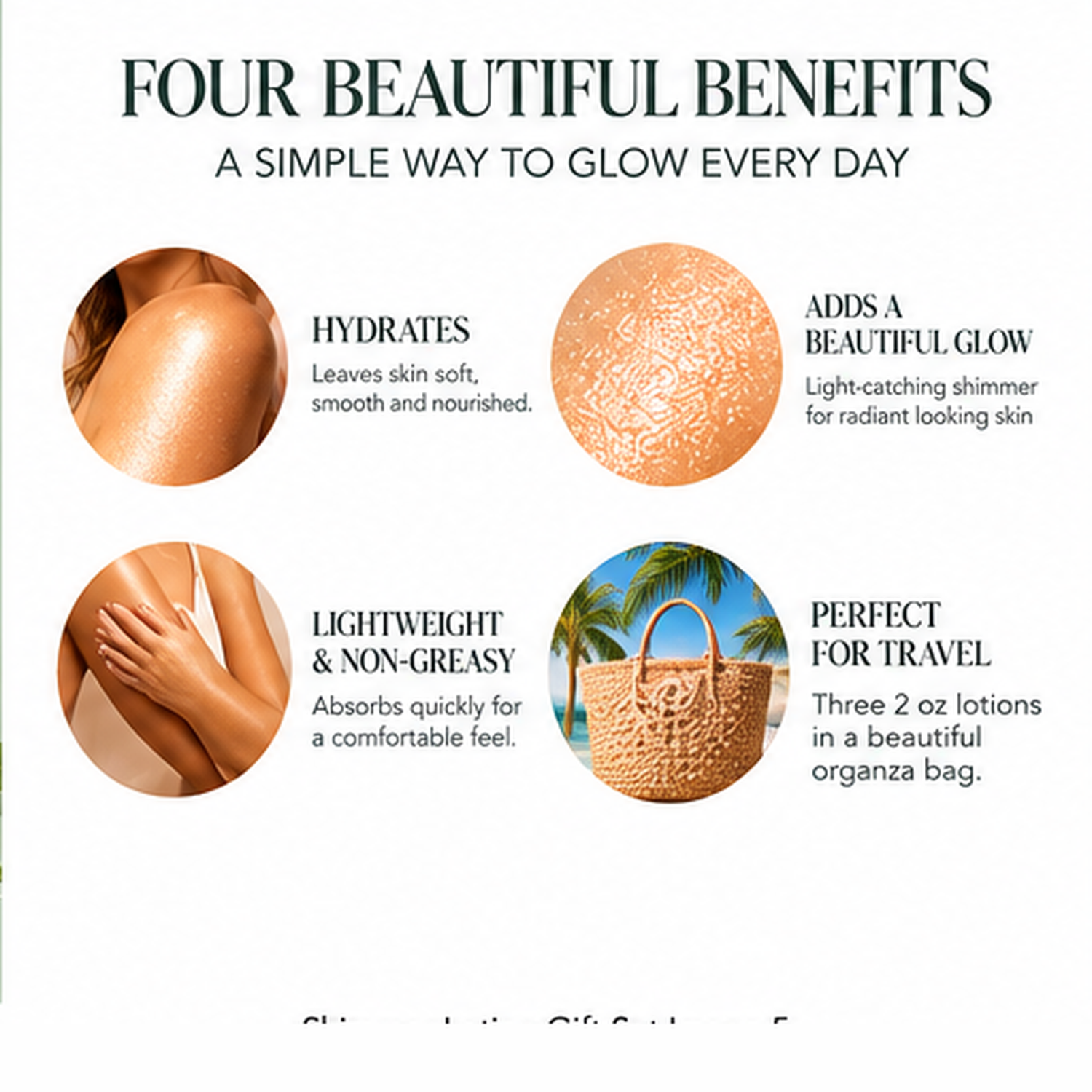 Organic Shimmer Body Lotion Travel Size Gift Set