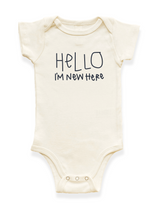 Hello I'm New Here Organic Baby Bodysuit