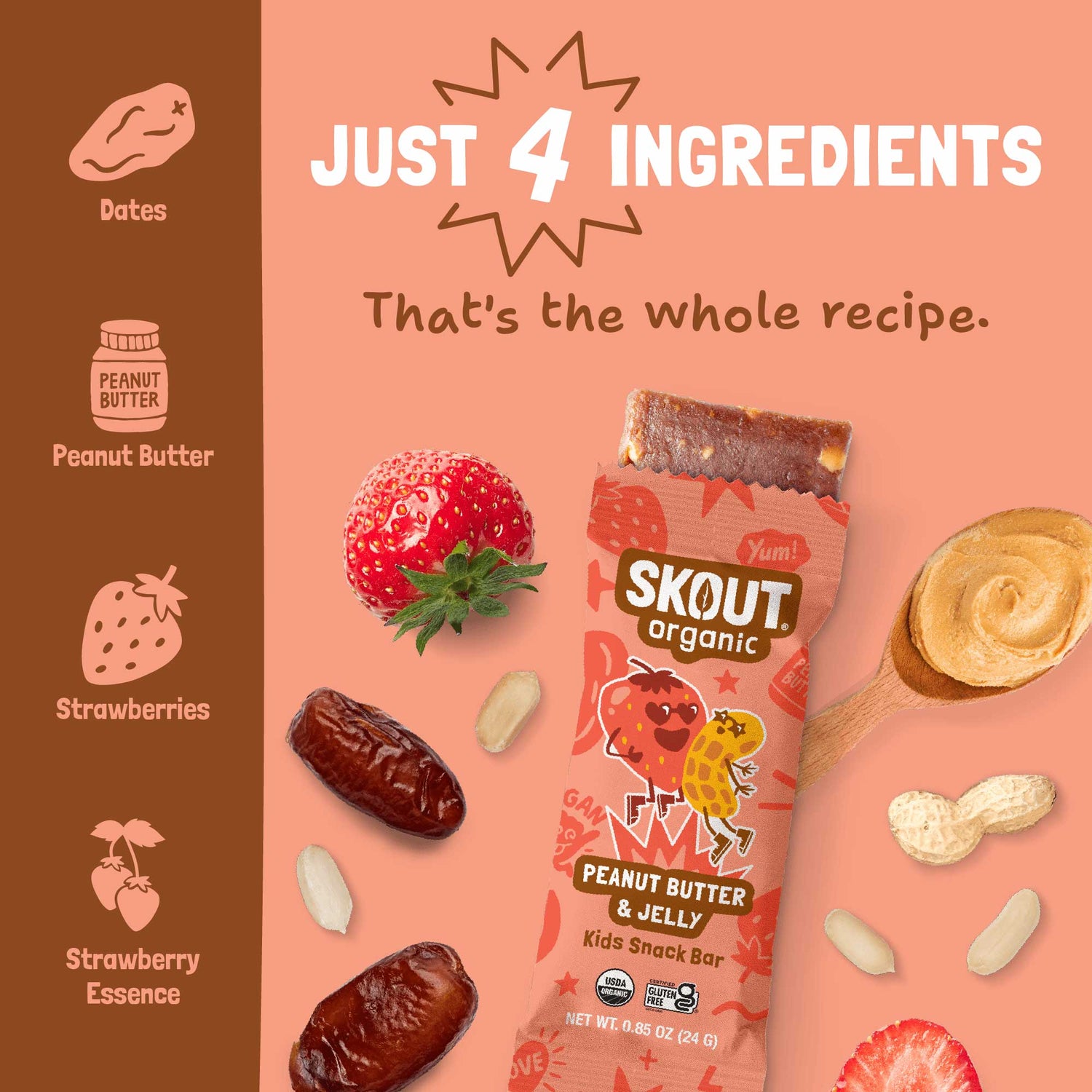 Skout Organic Peanut Butter & Jelly Kids Bar