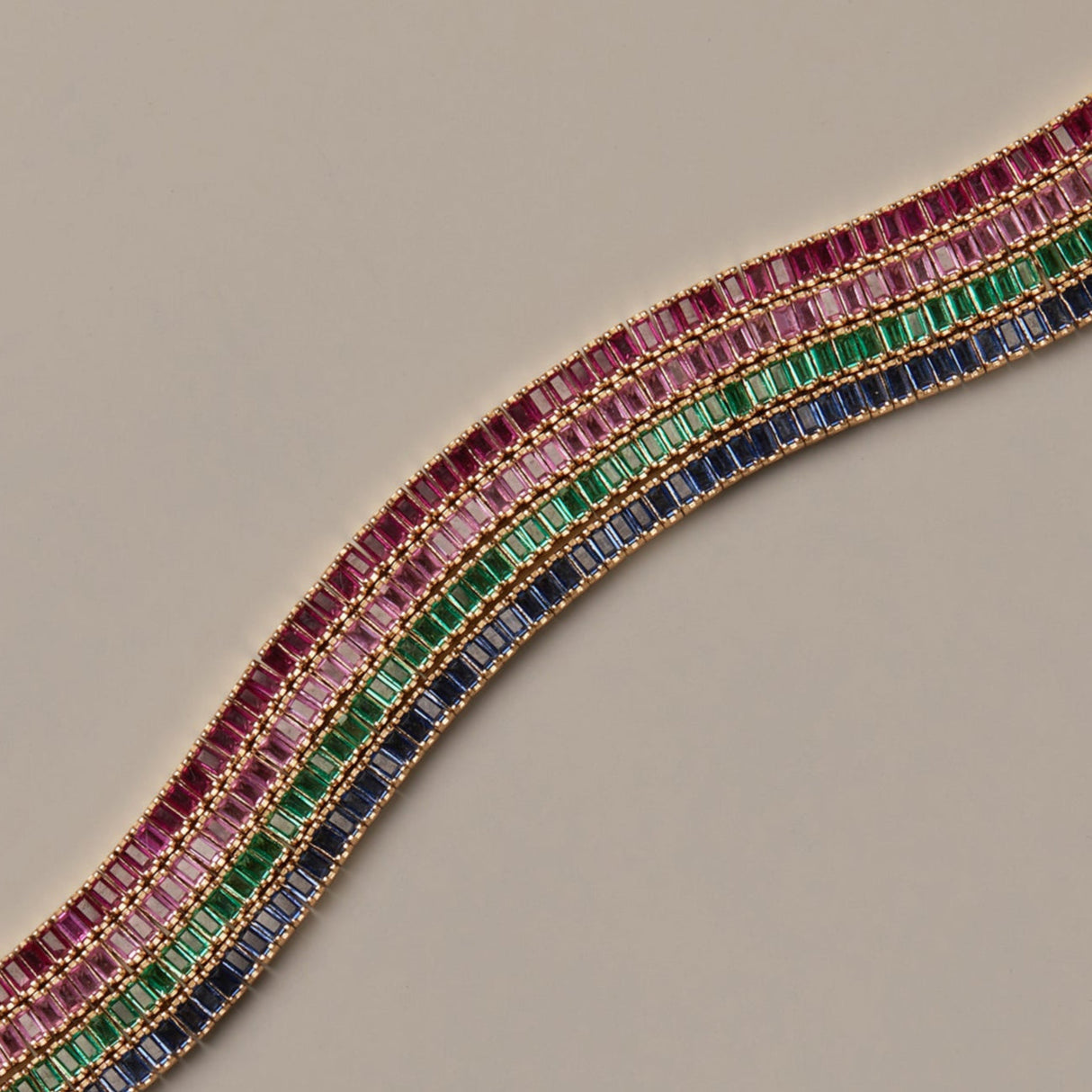 Lab Grown Pink Sapphire Baguette Tennis Necklace